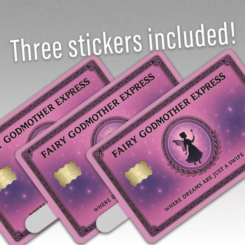 KCD غطاء بطاقة الائتمان كيد فيري غودماذر إكسبريس - غلاف فينيل سحري - 3 عبوات ملصقات مقاومة للماء لبطاقات الخصم، الائتمان، الهدايا، أو بطاقات الهوية - CCS032 - Image 2