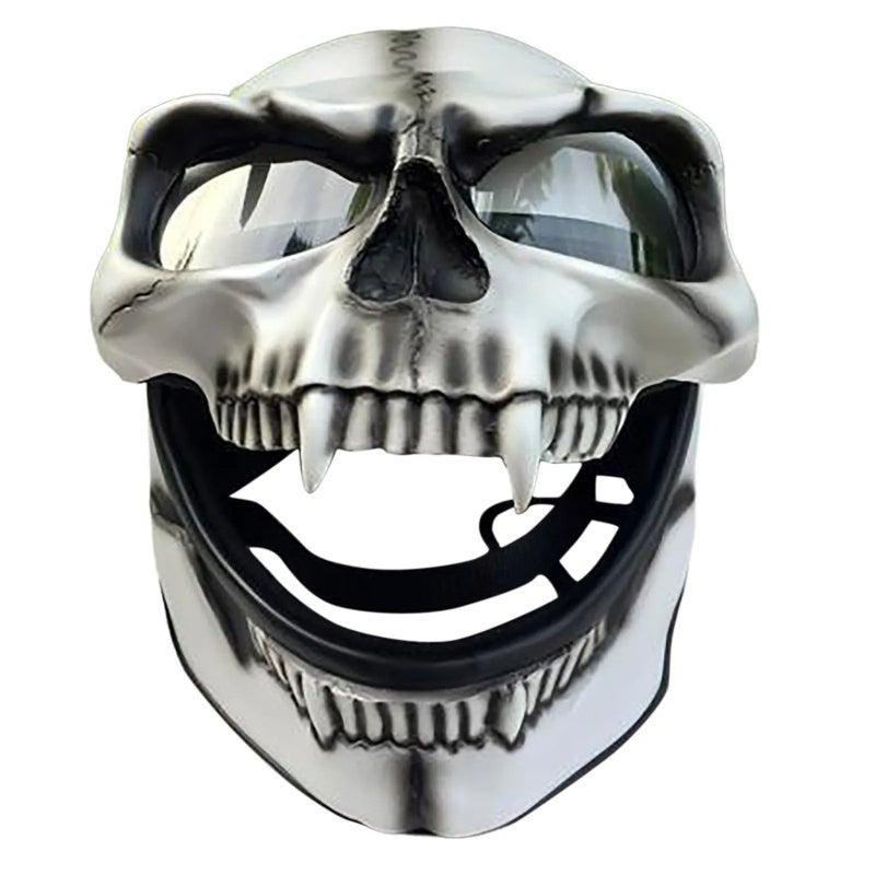 Skull Mask White Glass Fiber: Funny Frightening Design - Clear Visibility Skull Head Cover for Halloween Costume Parties Cosplay Home Play - Image 5