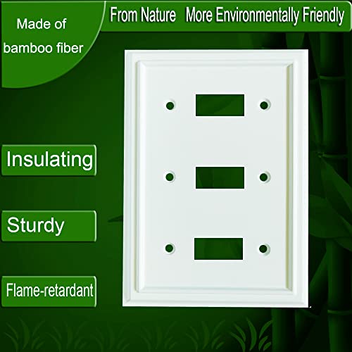 Funkiim Wall Plates, Duplex Outlet Covers, Toggle Light Switch Plates, Decorator Light Switch Cover, Bamboo Fiber Material Wall Plate, Standard Size Wall Plates of various styles, White (3 Gang Toggle 1 Pack) - Image 3