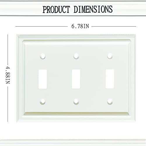 Funkiim Wall Plates, Duplex Outlet Covers, Toggle Light Switch Plates, Decorator Light Switch Cover, Bamboo Fiber Material Wall Plate, Standard Size Wall Plates of various styles, White (3 Gang Toggle 1 Pack) - Image 2
