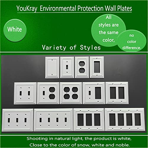 Funkiim Wall Plates, Duplex Outlet Covers, Toggle Light Switch Plates, Decorator Light Switch Cover, Bamboo Fiber Material Wall Plate, Standard Size Wall Plates of various styles, White (3 Gang Toggle 1 Pack) - Image 5
