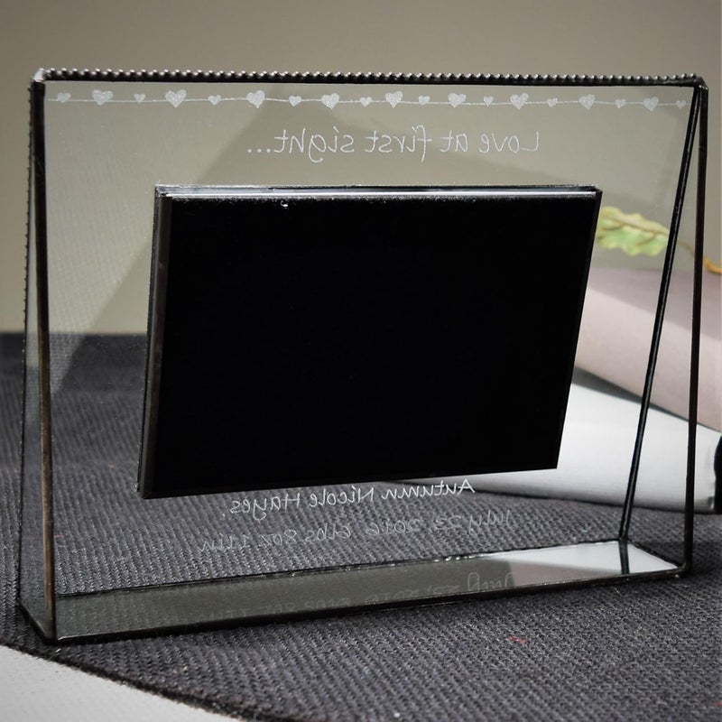 J Devlin Glass Art Baby Picture Frame Personalized for New Mom and Dad 4x6 Photo Engraved Glass Keepsake Nursery Dcor Pic 319 EP558 4x6 horizontal - Image 5