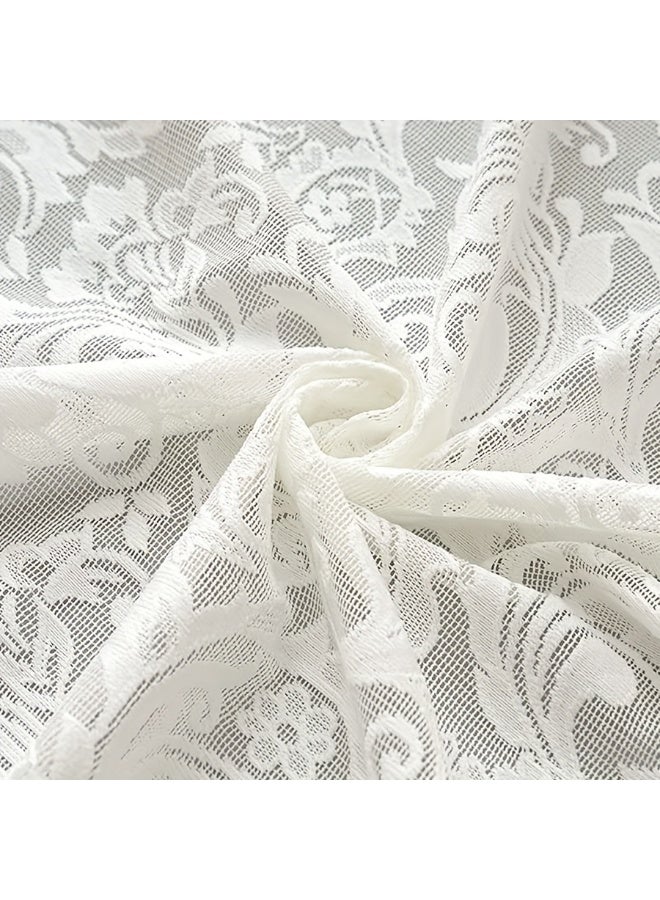 White Romantic Lace Sheer Curtains 2 Panels, Elegant Lace Gauze Curtains，Light Filtering Window Drapes for Home Patio Villa, Lightweight, Breathable , Suitable for living rooms, bedrooms, study rooms, dining rooms, 260*140cm - Image 5
