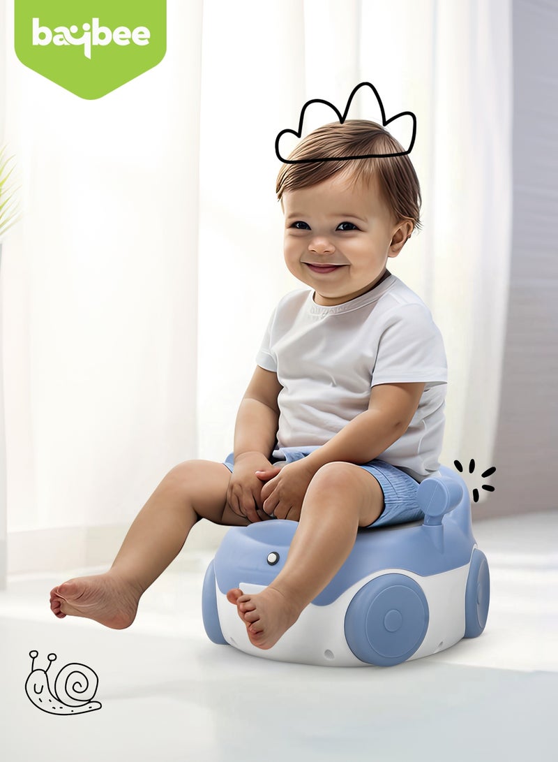 BAYBEE Western Toilet Kids Potty Seat For Baby Potty Training Seat With Closing Lid, Tray, Light & Cleaning Brush | Kids Toilet Seat Chair | Baby Potty Seat For Toddlers Kids 1 To 3 Years Boy Girl Blue - Image 4