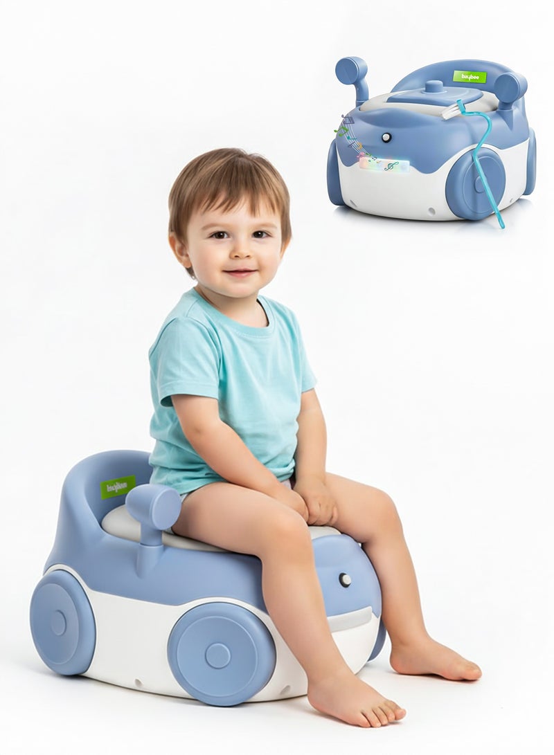 BAYBEE Western Toilet Kids Potty Seat For Baby Potty Training Seat With Closing Lid, Tray, Light & Cleaning Brush | Kids Toilet Seat Chair | Baby Potty Seat For Toddlers Kids 1 To 3 Years Boy Girl Blue - Image 1