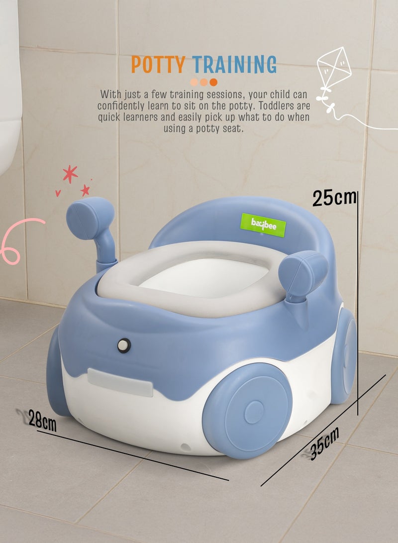BAYBEE Western Toilet Kids Potty Seat For Baby Potty Training Seat With Closing Lid, Tray, Light & Cleaning Brush | Kids Toilet Seat Chair | Baby Potty Seat For Toddlers Kids 1 To 3 Years Boy Girl Blue - Image 5