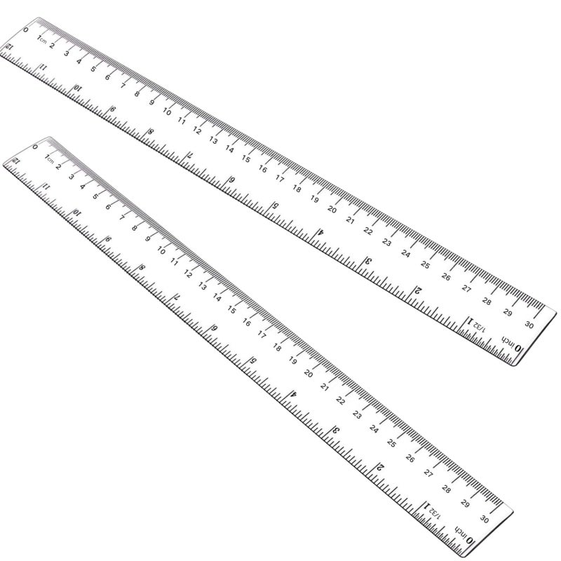 Plastic Ruler 12 Inch Clear Plastic Ruler Centimeter Millimeter and Inches Pack of 2