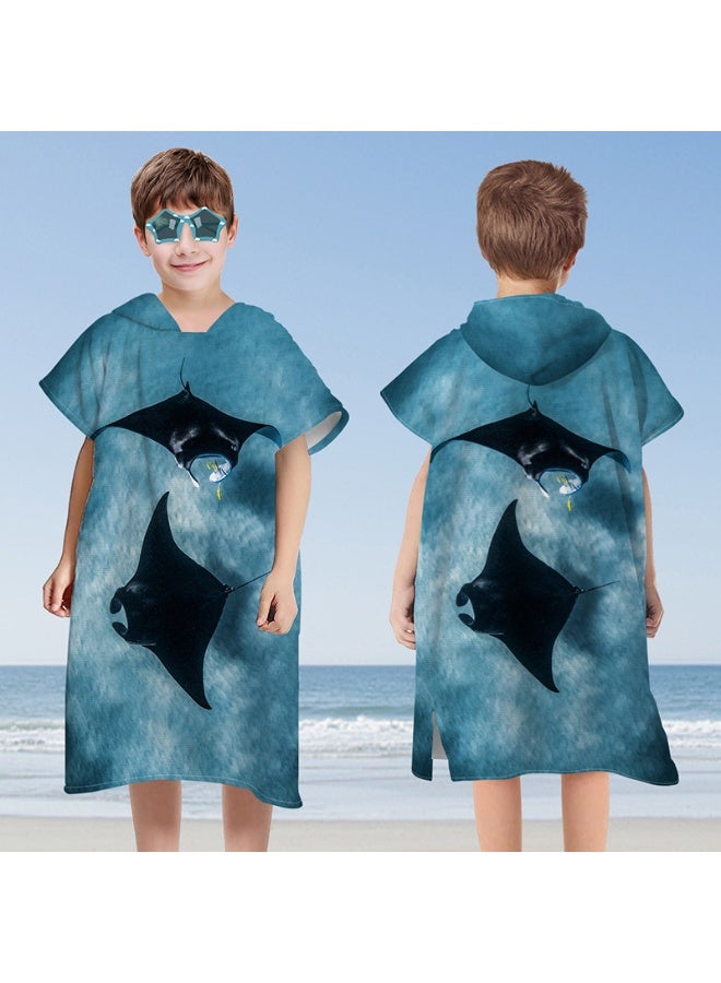 NIBEMINENT Kids Hooded Towel Cape - Microfiber Swim & Beach Bathrobe, Super Absorbent & Quick-Dry Towel for Children (60x75cm)  - Image 1