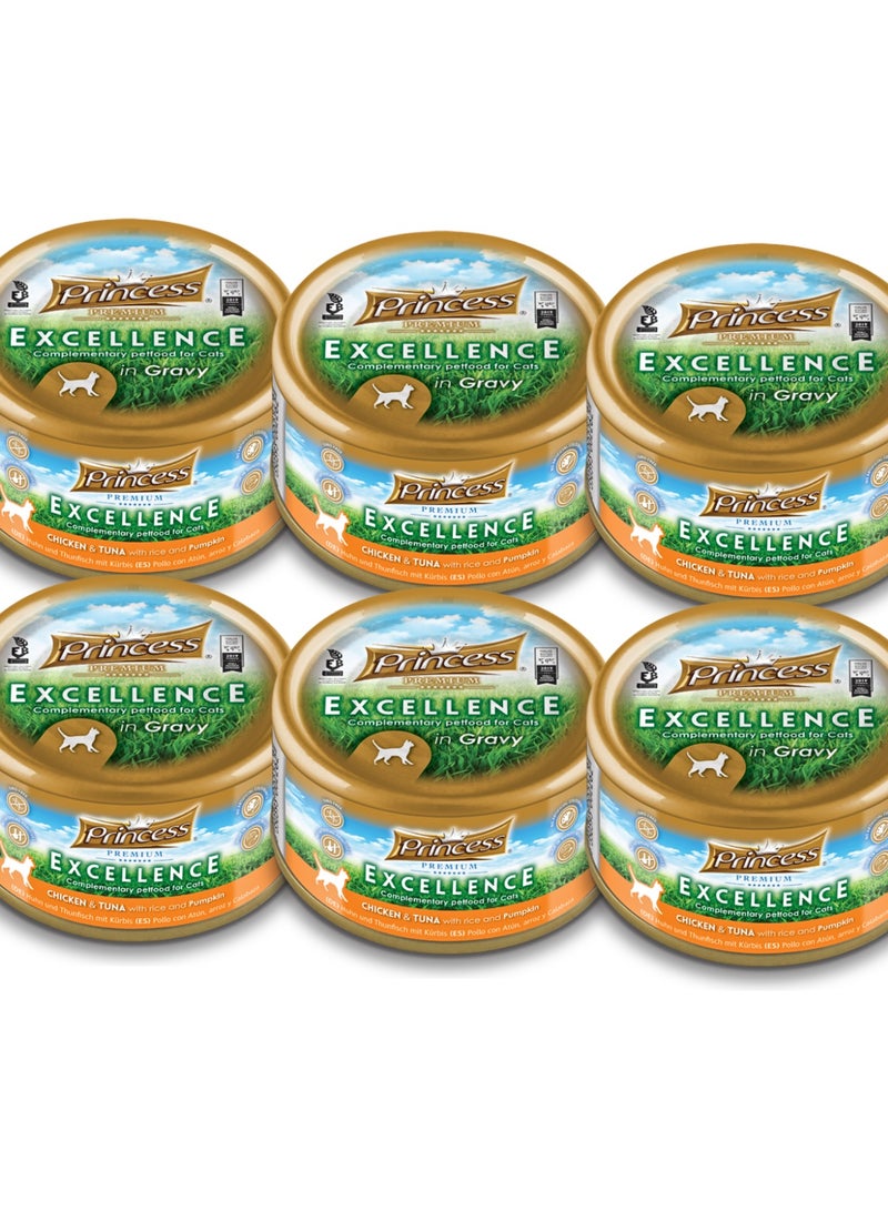 Princess Cat Wet Food With Chicken And Tuna With Rice And Pumpkin Flavor For Adult Cats - 6x70g - Image 1