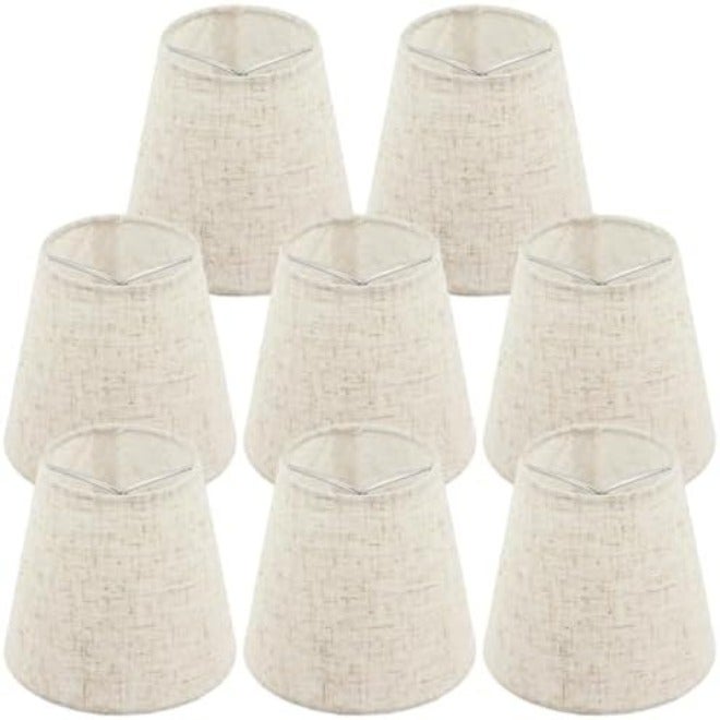Lnrueg Set of 6 Chandelier Lamp Shades 5 Inch, Mini Barrel Lampshades Clip On for Table Lamp Wall Lamp Replacement, Natural Linen Mini Lamp Shade, 3.5x5x5.5in (Top Height  Bottom) - Image 3
