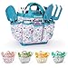 Grenebo Kids Gardening Set Toys Quality Garden Tool Kit for Kids and Toddlers Includes Two Shovels Garden hatRake ApronGloves Watering Can and Tool Bag Blue - Image 2