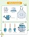 Grenebo Kids Gardening Set Toys Quality Garden Tool Kit for Kids and Toddlers Includes Two Shovels Garden hatRake ApronGloves Watering Can and Tool Bag Blue - Image 4