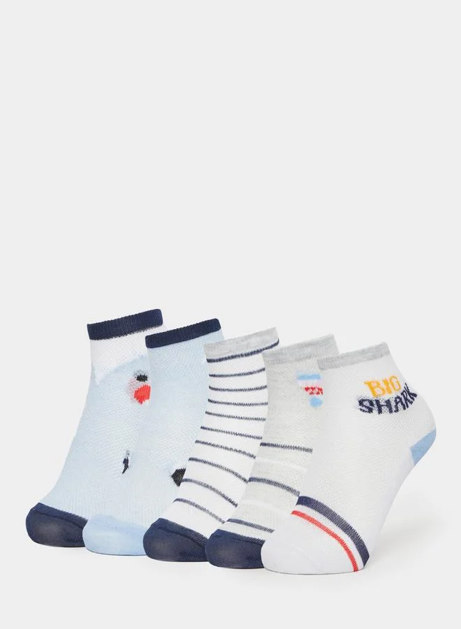 ستايلي طقم 5 جوارب كاحل مطبوعة