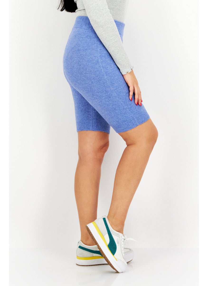 Missguided - Women Knitted Basic Shorts, Blue - Image 1