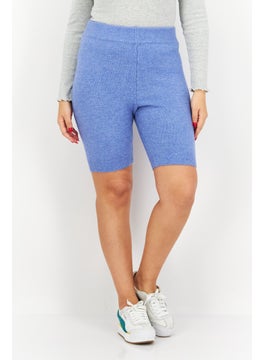 Women Knitted Basic Shorts, Blue