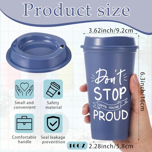 FillTouch 12 Pcs Inspirational Gifts for Employee Coworkers Staff Teammate 16oz Reusable Plastic Coffee Cups with Positive Sayings Bundle Gifts for Woman Man Coworker Morandi ColorInspirational - Image 3