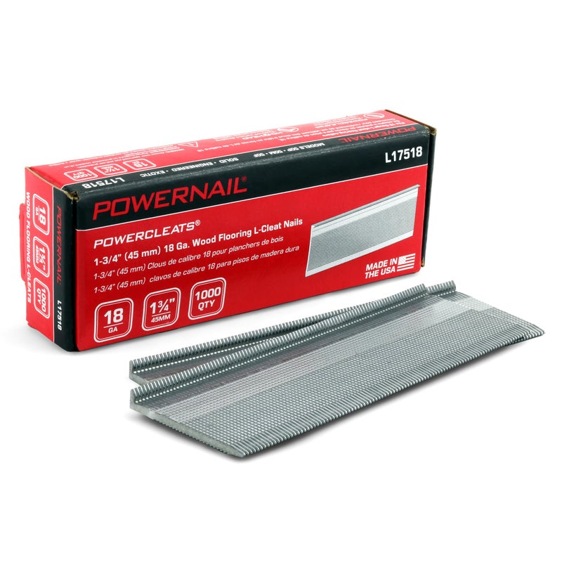 Powernail L17518 18 Gauge 1-3/4 Inch Length Hardwood Flooring HD L-Cleat Nail (Box of 1000)