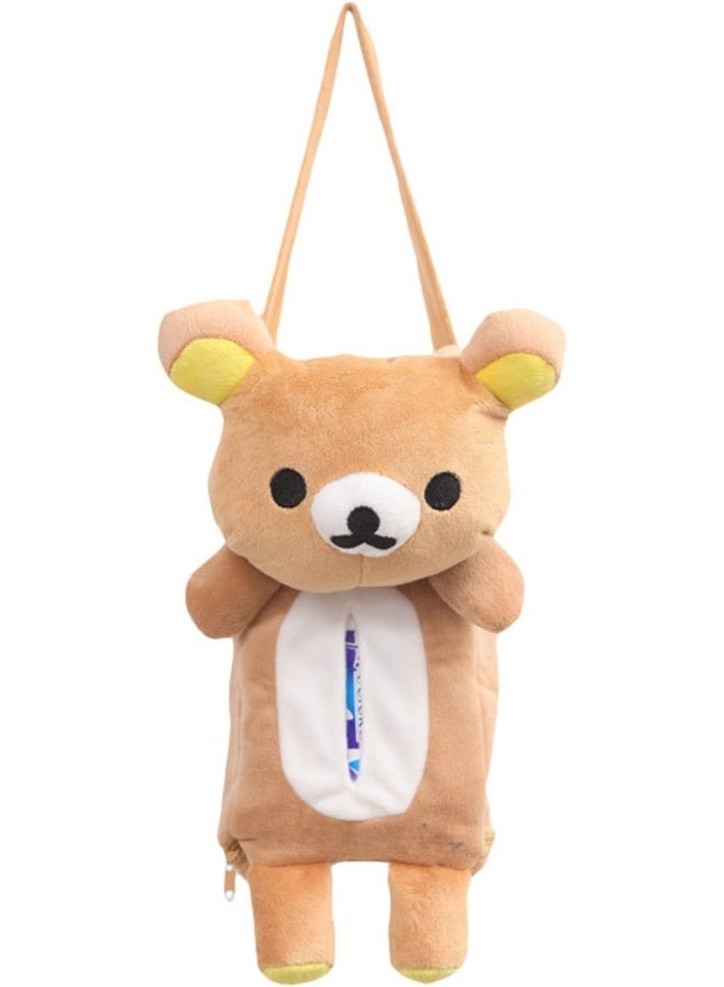 Generic Cute Cartoon Bear Plush Hanging Tissue Holder for Car Home Bathroom Paper Towel Storage Brown  - Image 4