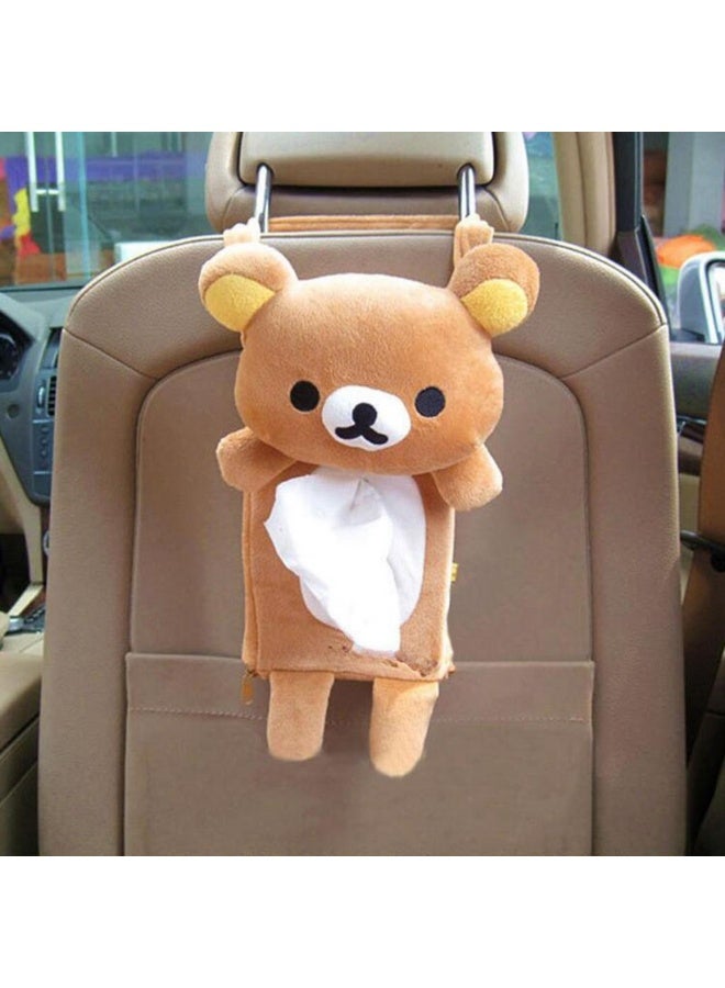 Generic Cute Cartoon Bear Plush Hanging Tissue Holder for Car Home Bathroom Paper Towel Storage Brown  - Image 5