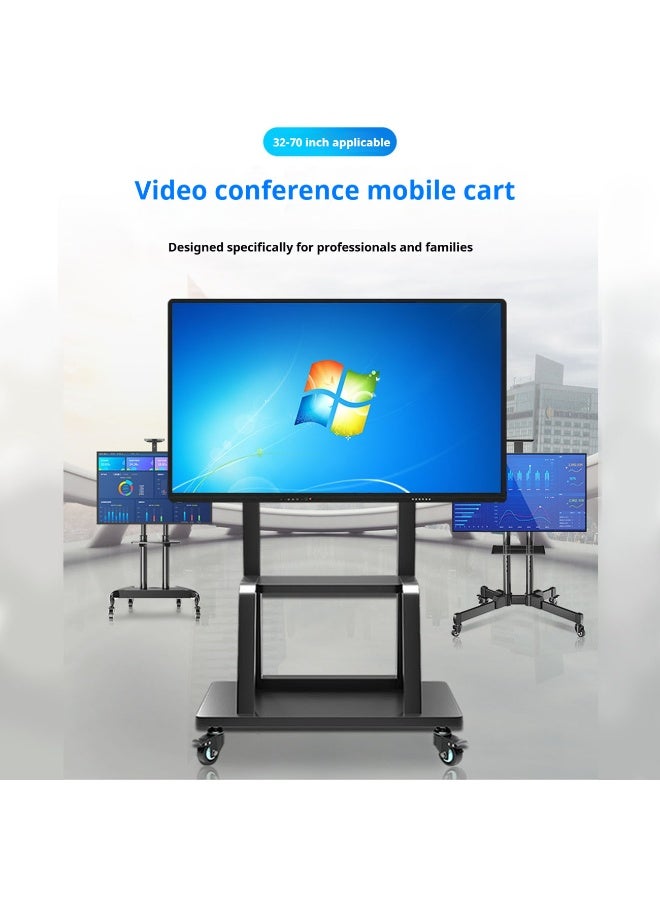 Mobile TV Stand on Wheels for 32–85 Inch Screens – Height-Adjustable Rolling TV Cart with Shelf, Heavy-Duty Steel Floor Stand for Conference Rooms, Classrooms and Live Streaming - Image 2