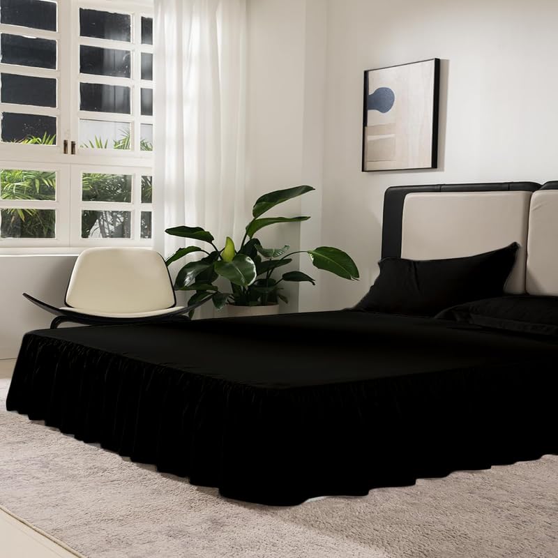 KANCHI DECOR KANCHI DCOR Microfiber Ruffle Bed Skirt Three Sided Coverage Shrinkage and Fade Resistant Dust Ruffle Bed Skirt with Platform 15 Inch Drop King Bed 72x84 Inch Black - Image 5