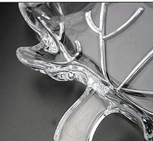 OANGO Modern Crystal Clear Leaf Shape Plate Glass Tray for - Dry Fruits, Fruits Plate, Serving Plate Home Decoration, Living Room etc (1Pcs Plate (Clear)). - Image 5