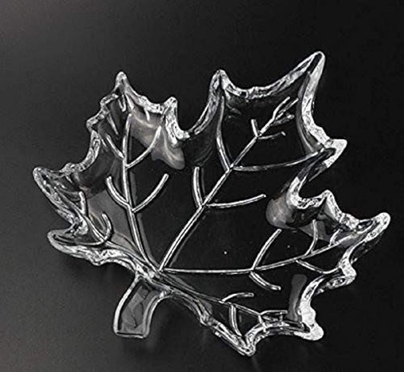 OANGO Modern Crystal Clear Leaf Shape Plate Glass Tray for - Dry Fruits, Fruits Plate, Serving Plate Home Decoration, Living Room etc (1Pcs Plate (Clear)). - Image 1