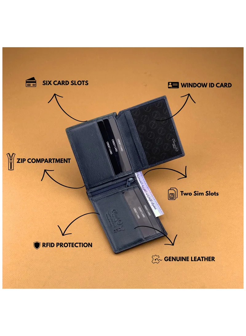 Classic Milano Blue Green (CMGT-11) Classic Milano Men’s Wallet – Slim Bifold Leather Wallet for Men with RFID Blocking – Credit Card Holder & Card Wallet – Stylish Mens Purse – Gift for Husband, Father & Men for Men | Best Price UAE