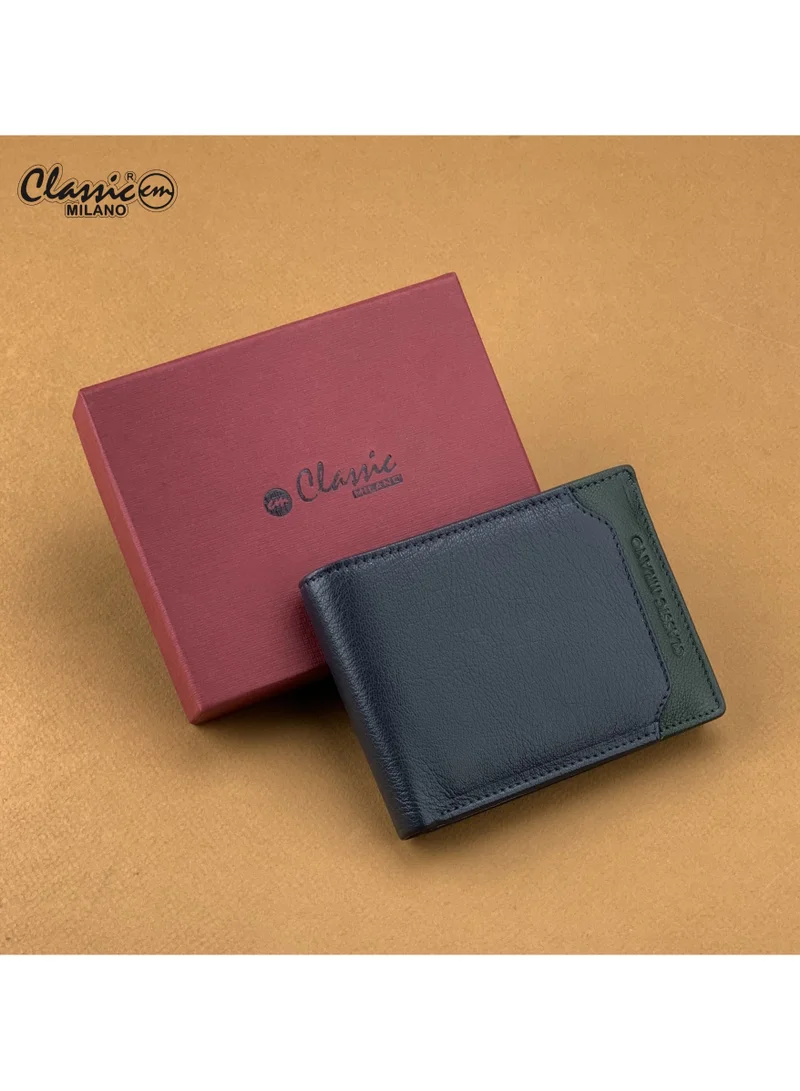 Classic Milano Blue Green (CMGT-11) Classic Milano Men’s Wallet – Slim Bifold Leather Wallet for Men with RFID Blocking – Credit Card Holder & Card Wallet – Stylish Mens Purse – Gift for Husband, Father & Men for Men | Best Price UAE