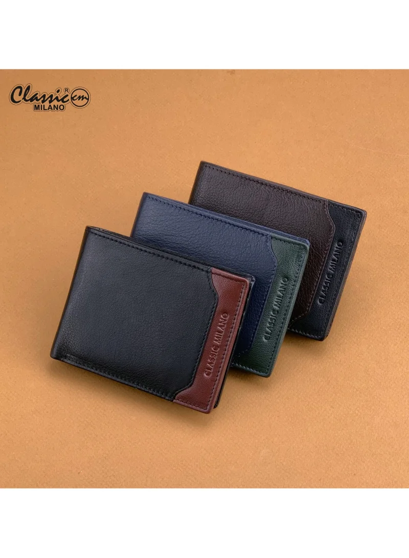 Classic Milano Blue Green (CMGT-11) Classic Milano Men’s Wallet – Slim Bifold Leather Wallet for Men with RFID Blocking – Credit Card Holder & Card Wallet – Stylish Mens Purse – Gift for Husband, Father & Men for Men | Best Price UAE