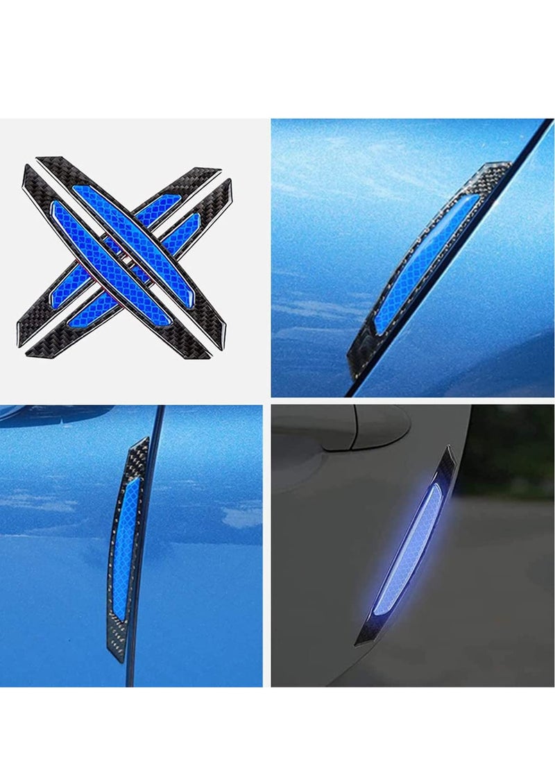 SYOSI Universal 4Pcs Reflective Car Door Edge Guard Stickers Carbon Fiber Auto Car Door Edge Bump Protector Sticker for Car SUV Pickup Truck (Blue) - Image 3