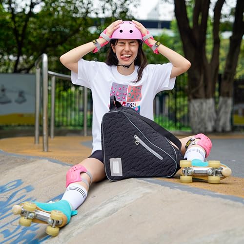 BAUXZOR Skate Bags for Roller Skates, Ice Skates, Quad Skates, Inline Skates, Figure Skates, Skate Accessories for Kids and Adults (Heart Black 15) - Image 2