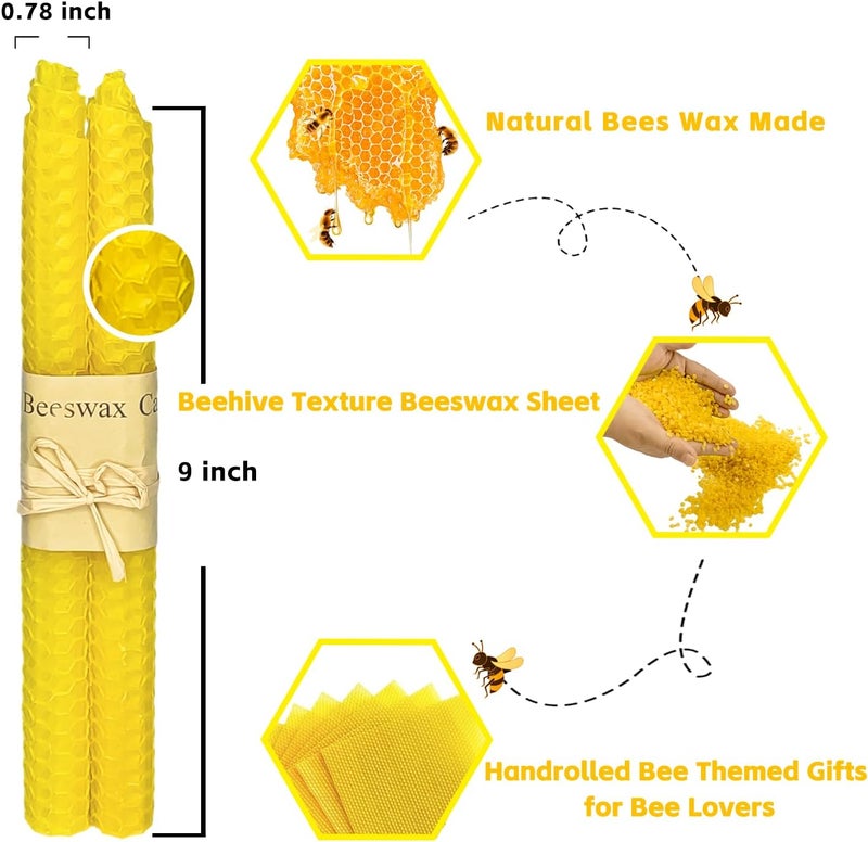 Lacaser Natural Beeswax Taper Candles 14pcs Set, Colorful Candlesticks in Rainbow Colors, Driples & Smokeless & Unscented, 9" Long Candle Sticks, Burning Time 4 Hours - Image 2