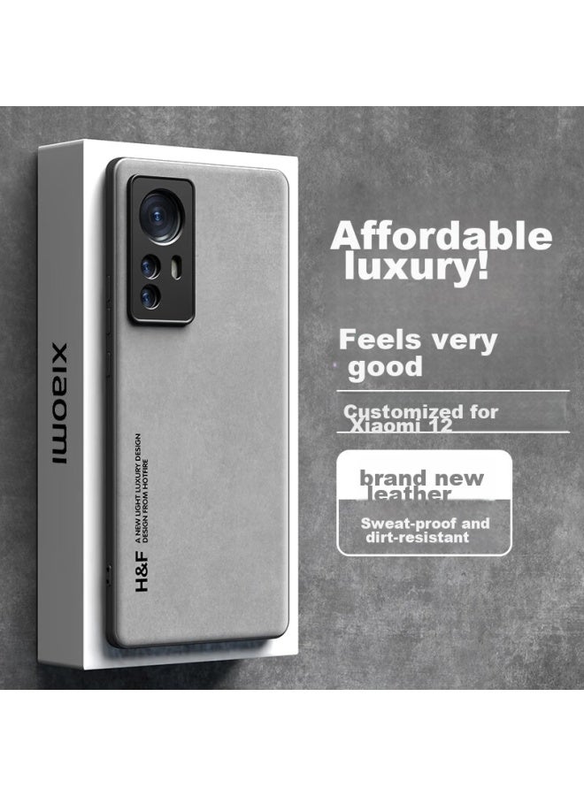 Hotfire Phone Case For Xiaomi 12, Protective Cover For Xiaomi 12s/12x, Upgraded Skin-like Lambskin Matte Lens Full Protection Silicone Case For Men And Women Gray - Image 1