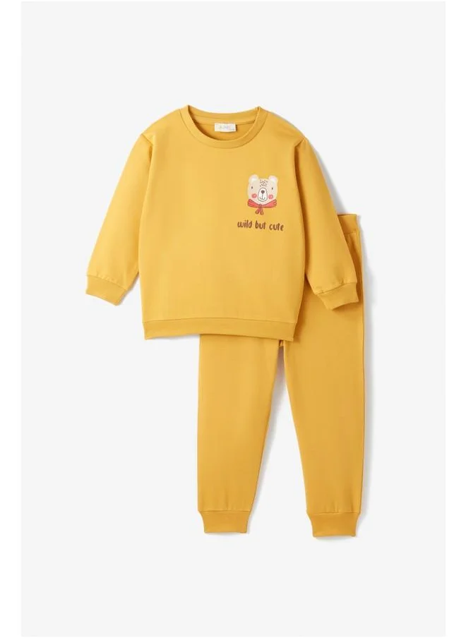 JUNE June Baby Boy 2-Pack Printed Tracksuit Set Mustard