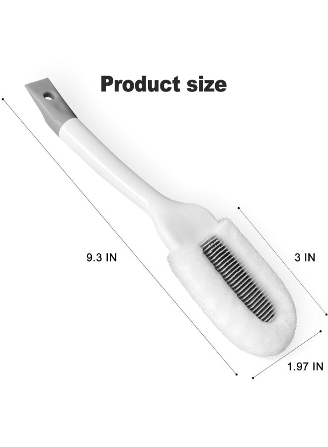 HOMESTAR Soft Bristle Shoe Brush With Lather Boost , Long Handle Ergonomic Cleaning Brush , For Sneakers , Boots, Gentle On White Soles and Mesh, With Hang Hole For Storage , White/Grey, 9.3*1.97 Inch - Image 3