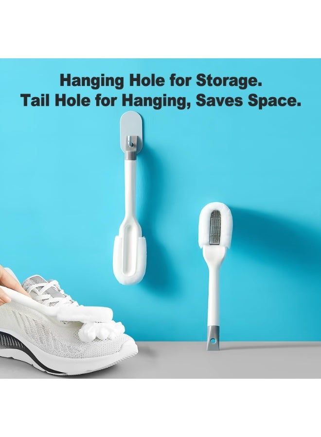 HOMESTAR Soft Bristle Shoe Brush With Lather Boost , Long Handle Ergonomic Cleaning Brush , For Sneakers , Boots, Gentle On White Soles and Mesh, With Hang Hole For Storage , White/Grey, 9.3*1.97 Inch - Image 5