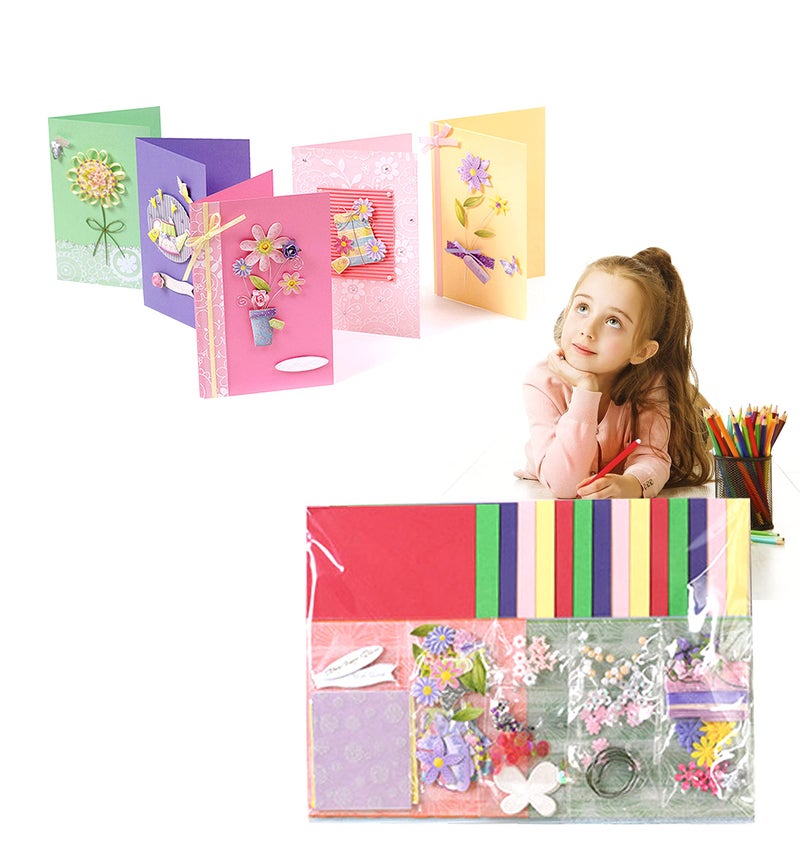QJ Card Making Kits for Kids and Adults 15 Blank Cards and Decorations Craft Sets for Girls and Boys