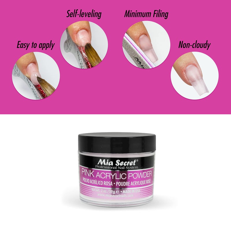 Mia Secret Professional Acrylic Nail System Pink Acrylic Powder 2 OZ - Image 5