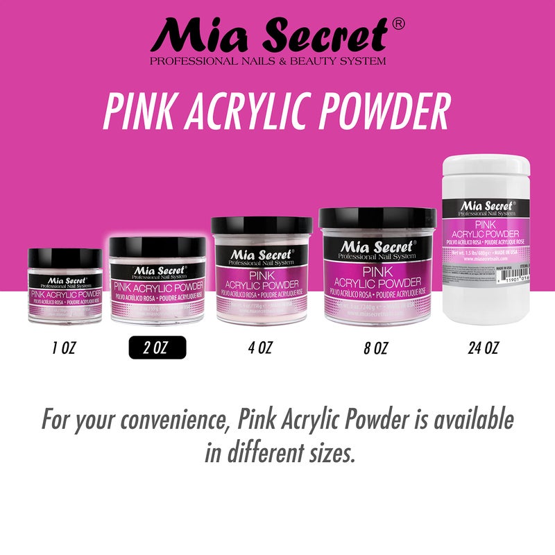 Mia Secret Professional Acrylic Nail System Pink Acrylic Powder 2 OZ - Image 2
