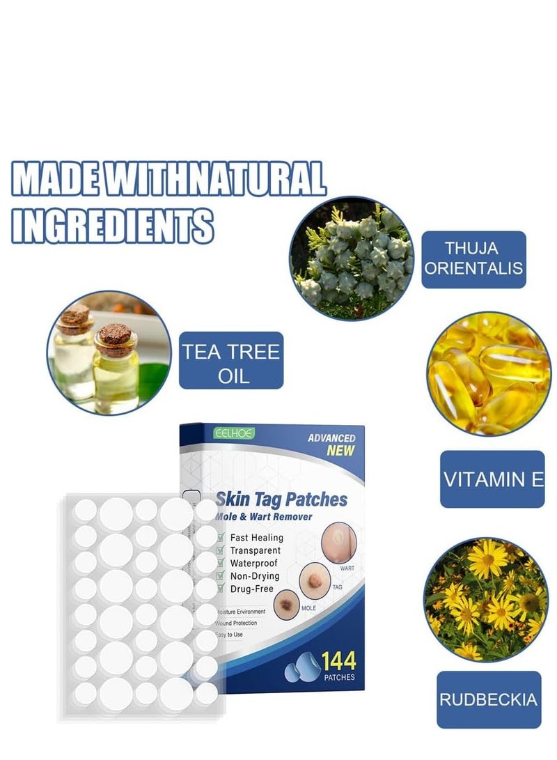 إيلهو 144 قطعة من بقع إزالة الثآليل ، لصقات مزيل الثآليل الطبيعية ، وسادات إزالة الشامات وعلامات الجلد ، وعلاج الثآليل الخالي من الألم لليدين والوجه والجسم - Image 4