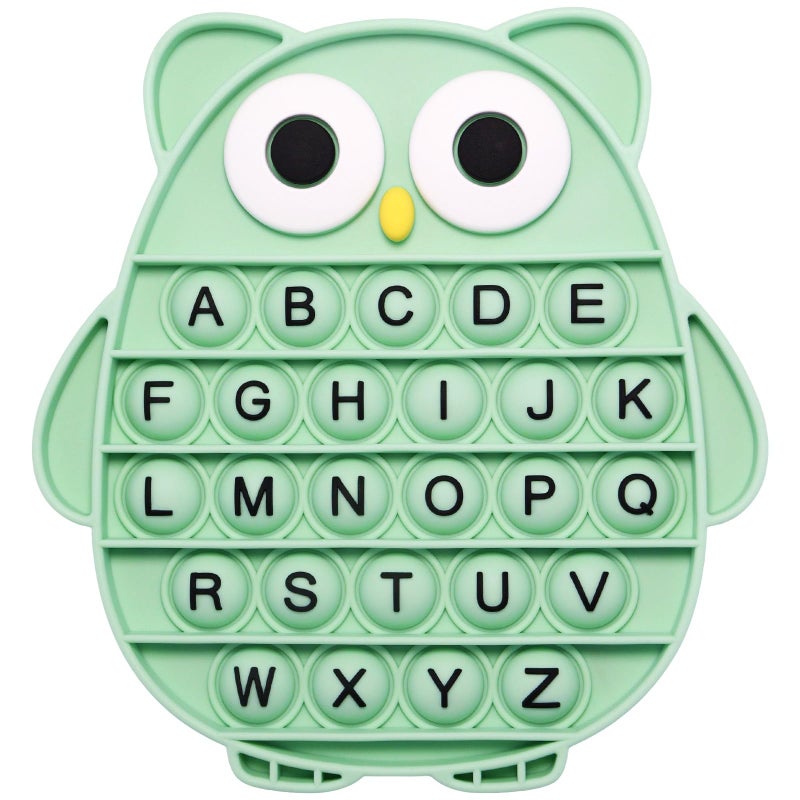 DEARIDAP Fidget Toys for Kids Owl Shaped Silicone Squeeze Sensory Toys Alphabet Bubble Stress Anxiety Relief Relax Tools for Kids Adults School Classroom Gift Party Favors Green - Image 3