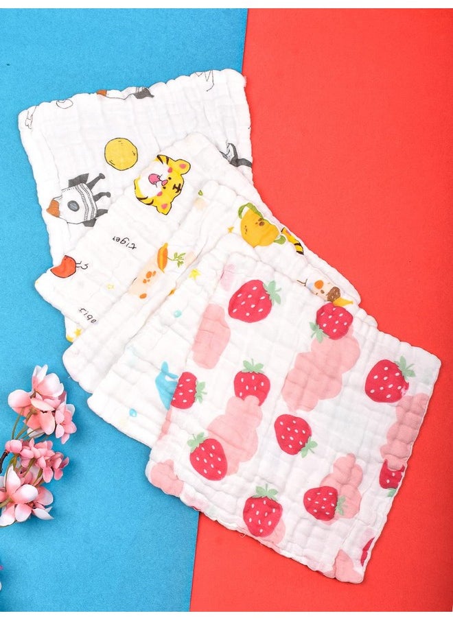 MOM'S HOME Baby Super Soft Absorbent Muslin 6 Layer Wash Towel- 100X100 Cm - (0-3 Years)- Blue And 5 Muslin Naplin Wipes  - Image 4