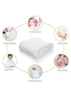 MOM'S HOME Baby Super Soft Absorbent Muslin 6 Layer Wash Towel- 100X100 Cm - (0-3 Years)- Blue And 5 Muslin Naplin Wipes  - Image 5