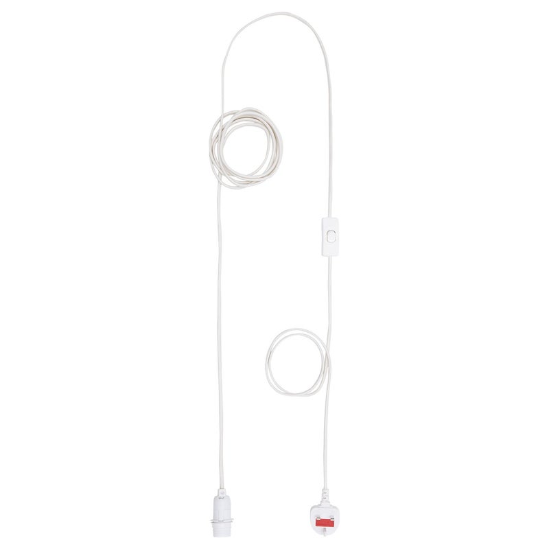 Strala Pendant Lamp Cord Set, White, 4 m, E14 Fitting - Image 1
