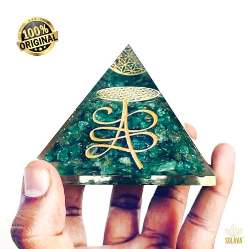 Solava Green Aventurine Angelic Crystal Pyramid With Angel Symbol And Angel Number 808 520 741 For Vastu Good Luck Prosperity Positivity Money Fame And Reiki Healing - Image 3