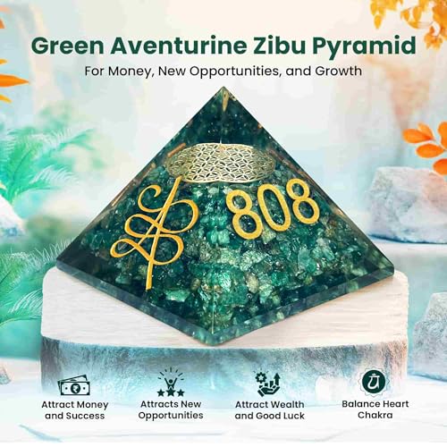 Solava Green Aventurine Angelic Crystal Pyramid With Angel Symbol And Angel Number 808 520 741 For Vastu Good Luck Prosperity Positivity Money Fame And Reiki Healing - Image 2