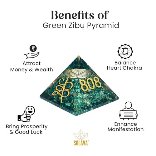 Solava Green Aventurine Angelic Crystal Pyramid With Angel Symbol And Angel Number 808 520 741 For Vastu Good Luck Prosperity Positivity Money Fame And Reiki Healing - Image 4