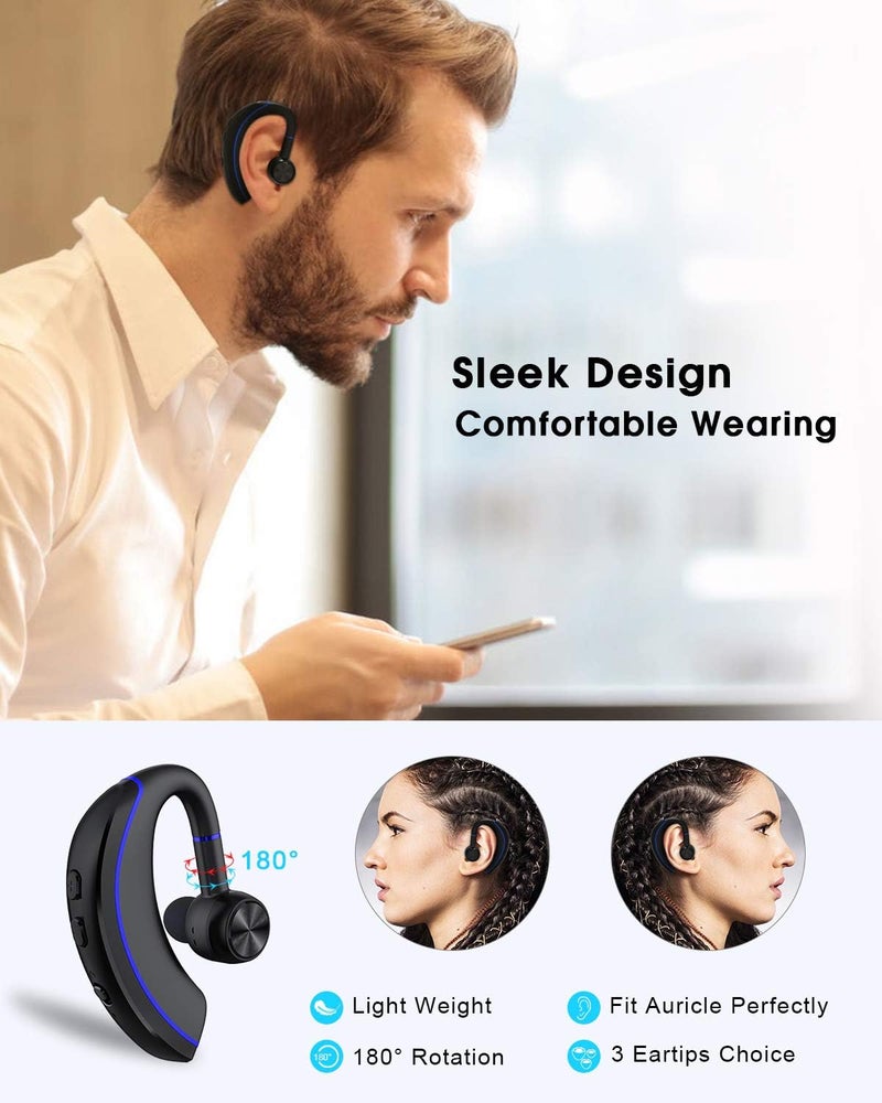 NANAMI  Bluetooth Headset, Bluetooth Earpiece V5.0, 320Hrs Ultralight Headphones with Rotatable Mic, Hands-Free Earphones, Noise Cancelling, in-Ear Earbuds for iPhone Android Cell Phone/Laptop/Trucker - Image 3