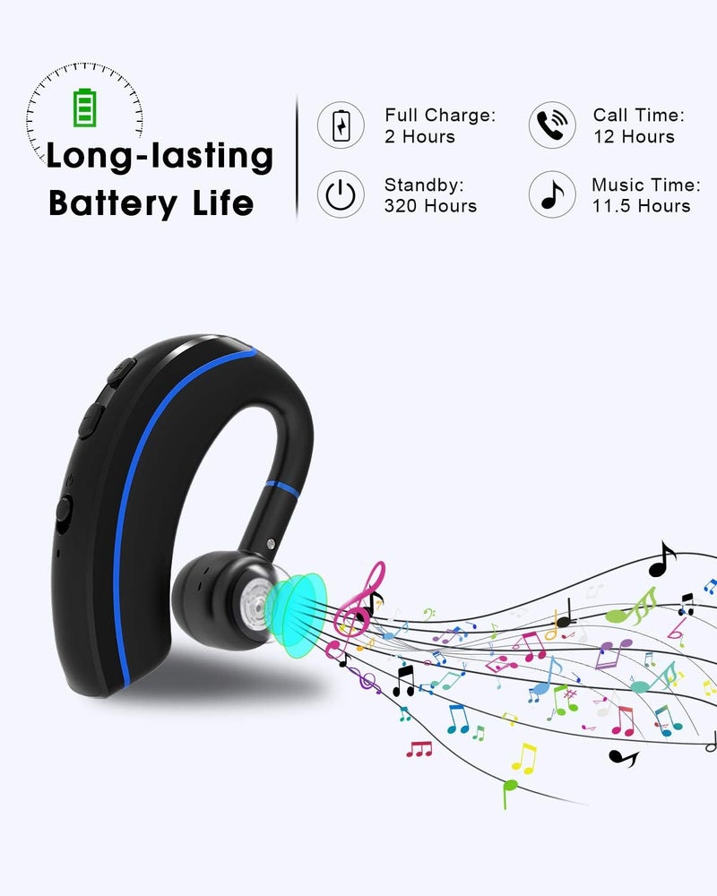 NANAMI  Bluetooth Headset, Bluetooth Earpiece V5.0, 320Hrs Ultralight Headphones with Rotatable Mic, Hands-Free Earphones, Noise Cancelling, in-Ear Earbuds for iPhone Android Cell Phone/Laptop/Trucker - Image 5